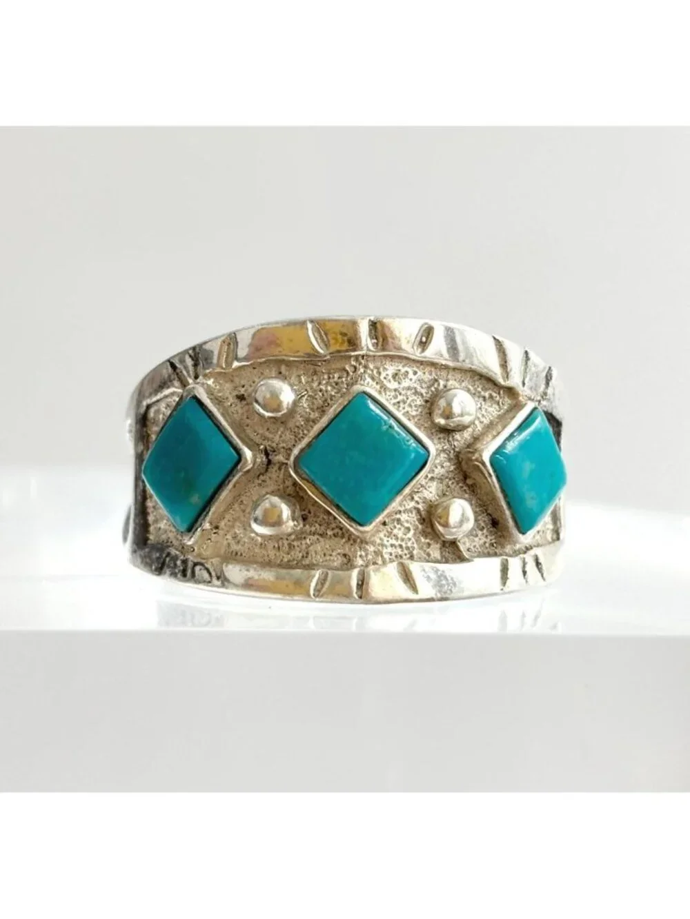 Bell Trading Post Turquoise Navajo Sterling Silver 925 Vintage Ring - sz 12.5